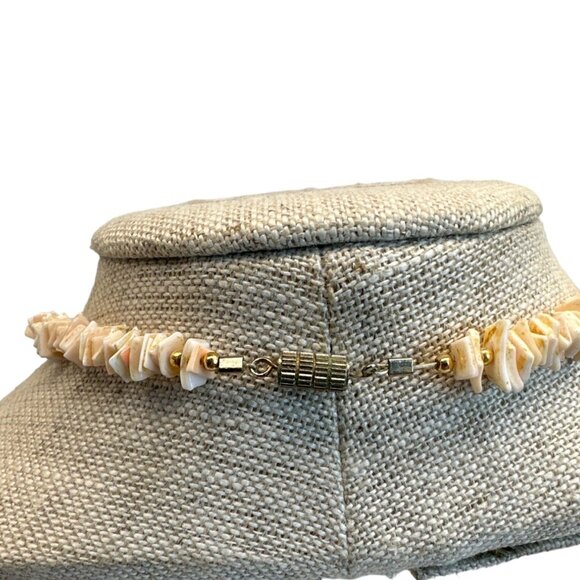 Vintage Pink Heishi Bib Shell Hawiian Necklace - 20in - Picture 3 of 5